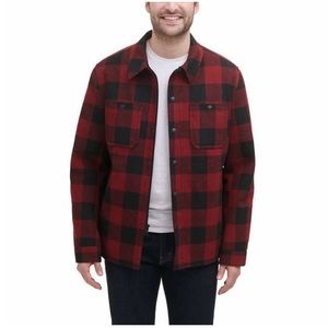 GH Bass Men Fleece Lined Shirt Jacket - RED ( XL )